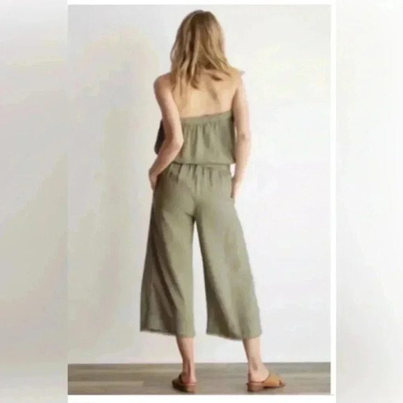 Anthropologie Cloth & Stone Strapless Frayed Cropped Jumpsuit - Size L - Picture 4 of 16